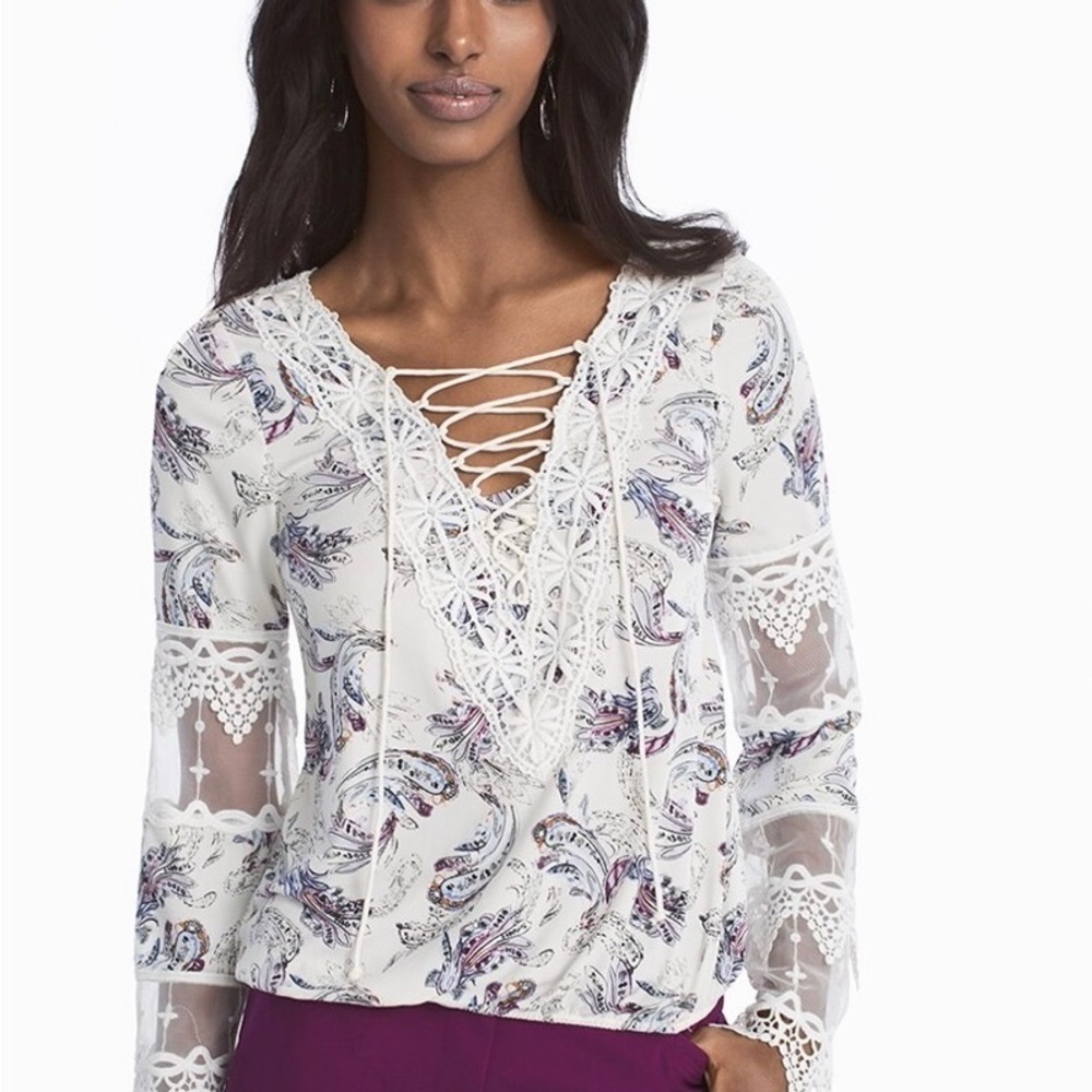 WHBM Paisley Lace Top Large